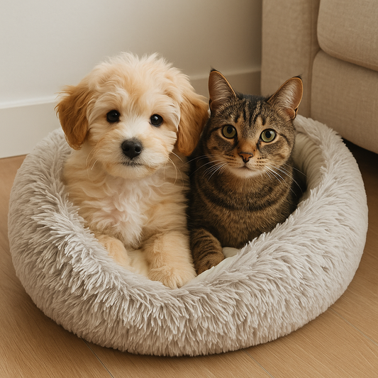 Plush Round Pet Bed — Warm Cozy Nest for Cats & Small Dogs