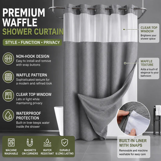 🔥50% OFF🔥Premium Waffle Pattern Shower Curtain