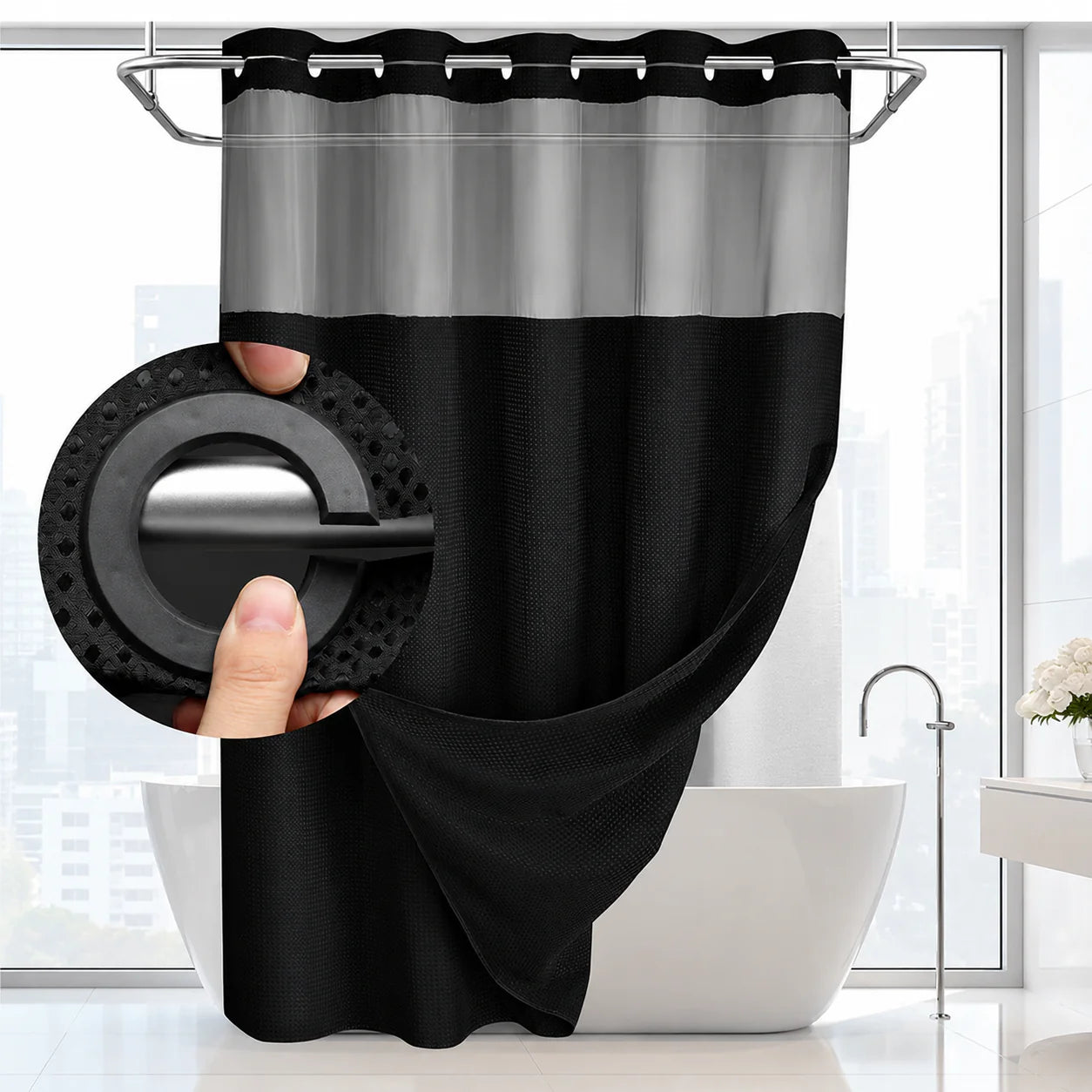 🔥50% OFF🔥Premium Waffle Pattern Shower Curtain
