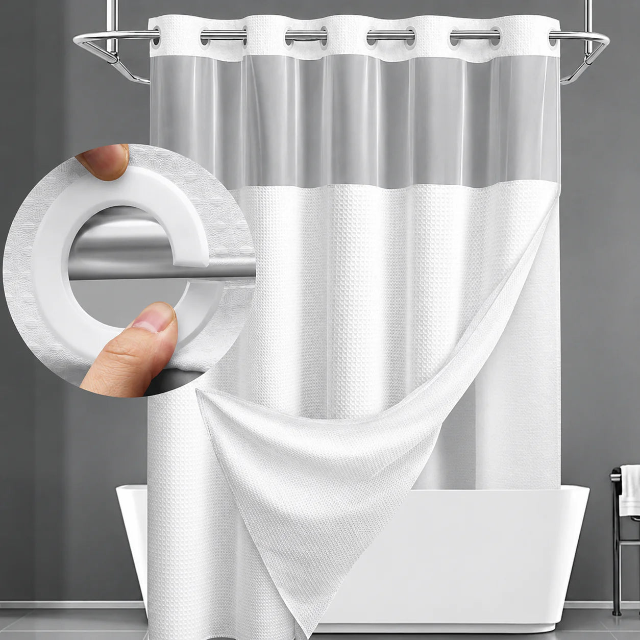🔥50% OFF🔥Premium Waffle Pattern Shower Curtain