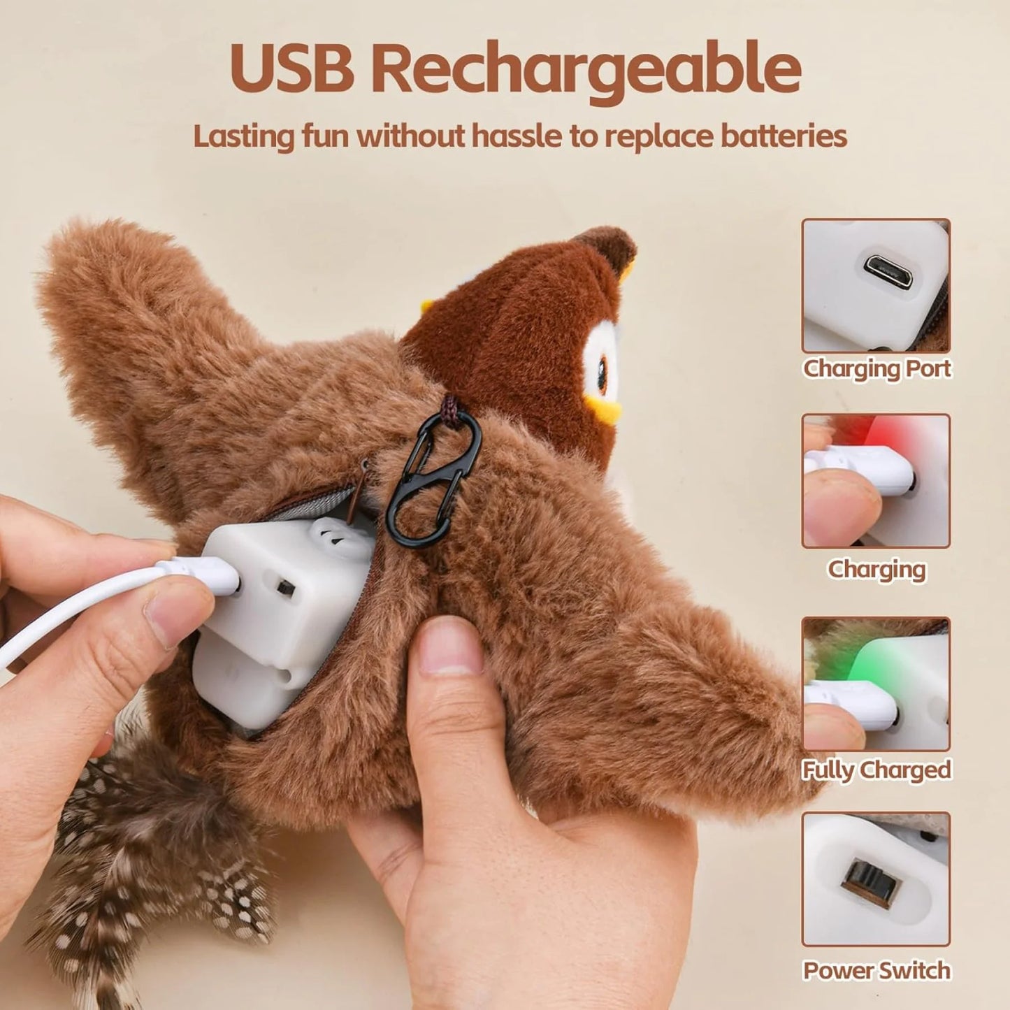 Flying Bird Cat Toy – Electronic & Rechargeable