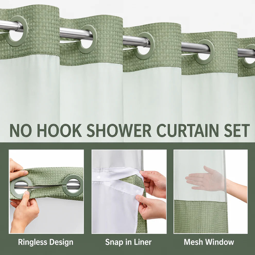 🔥50% OFF🔥Premium Waffle Pattern Shower Curtain