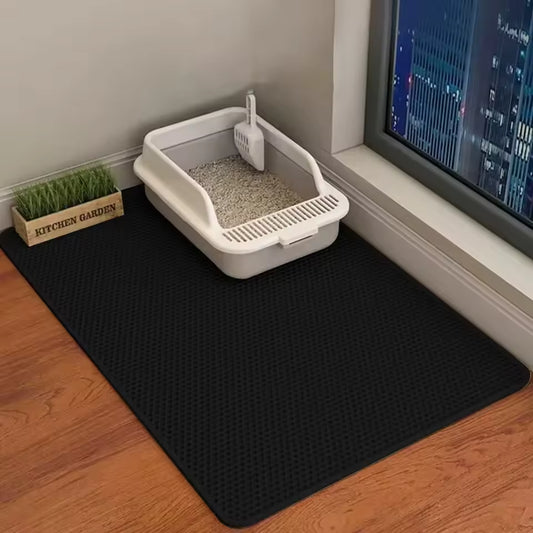 Double-Layer Cat Litter Mat — Anti-Splash & Sand-Trap Pad