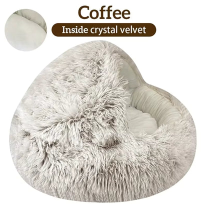 Plush Round Pet Bed — Warm Cozy Nest for Cats & Small Dogs