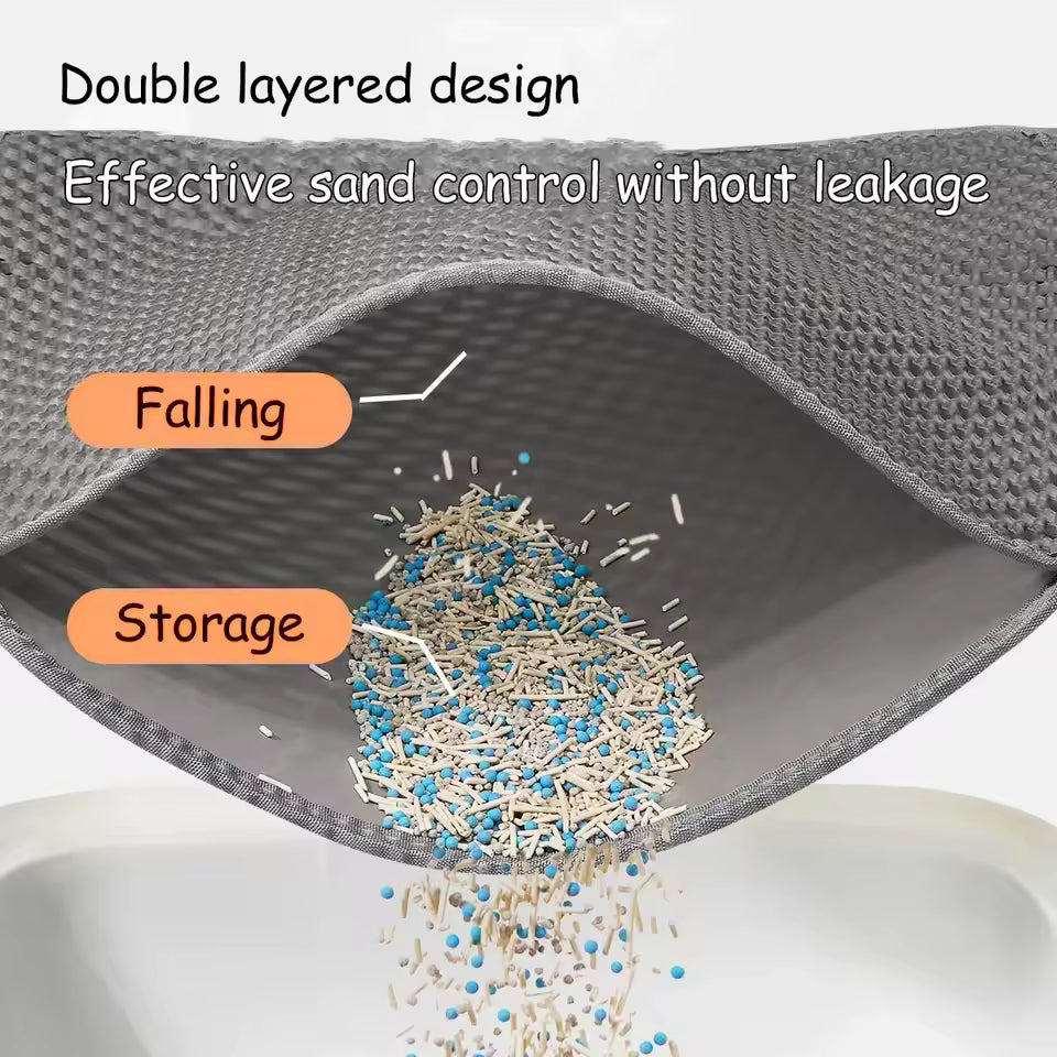 Double-Layer Cat Litter Mat — Anti-Splash & Sand-Trap Pad