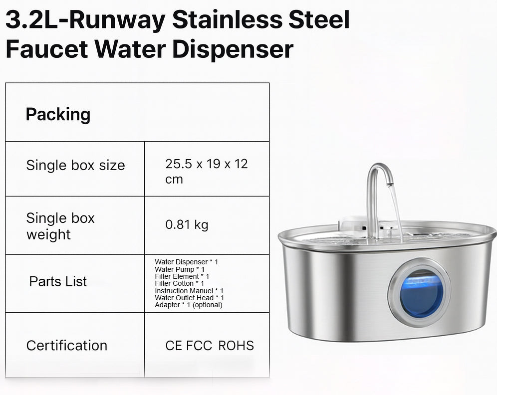 Stainless Steel Pet Water Fountain